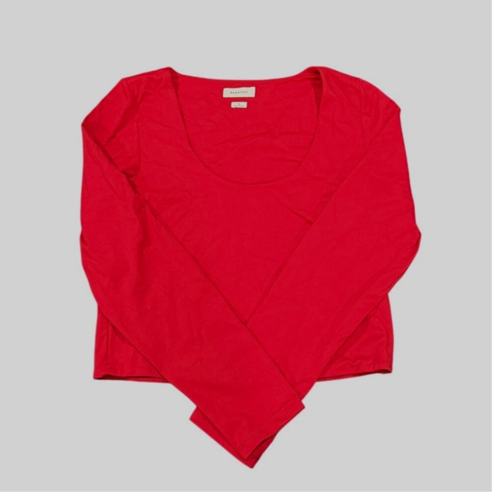Aritzia Babaton Red Long Sleeve Scoop Neck Crop Top Size XL